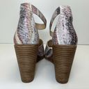 Vince Camuto  Deedriana Pink Leather Snake Print Wedge Ankle Strap Sandals US 8.5 Photo 5