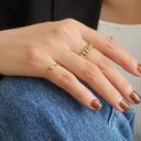 18K Gold Plated Minimalistic Curb Cuban Chain Link Ring Photo 3