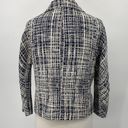 Lafayette 148  Blazer Textured Woven Abstract Plaid Check Pattern Navy Cream S Photo 4