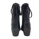 Harley Davidson  Black Leather Lace Up Heeled Boots Side Zipper Size 6 Photo 2