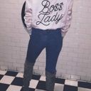 Mistress Rocks  Boss Lady Pink Satin Bomber Jacket Size Small Photo 1