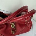 Dooney & Bourke Vtg  Red Leather Satchel Shoulder Bag Charm Logo Lock Photo 7