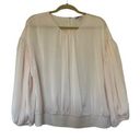 EXPRESS  Peach Satin Round Neck Balloon Sleeve Women's Top Size XL | 6-13 Photo 0