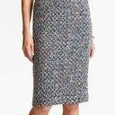 Talbots  Navy Blue Cream Beige Blue Tan Tweed Preppy Work Straight Pencil Skirt Photo 1