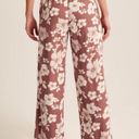 Abercrombie & Fitch Abercrombie Red Floral Linen Wide Leg Pants Photo 7