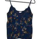 Socialite  Womens Navy Floral Pattern Lace Trim Spaghetti Straps Camisole Top M Photo 0