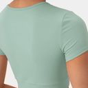 Halara  Cropped Short Sleeve Crossover Hem Sports Top Aqua Medium HT27 Photo 2