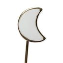 The Moon Vintage White enamel stick pin hat pin lapel pin gold tone boho equestrian Photo 3