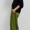 Anthropologie  Moss Green Satin Black Tuxedo Stripe Joggers 6 Photo 0