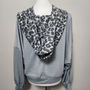 Zenana Outfitters pale gray leopard accent balloon sleeve terrycloth hoodie size xl Photo 4