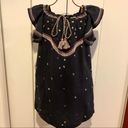 Ban Jara  Cotton Embroidered Navy Blue Boho Sheath Dress Women's Size S Photo 7