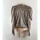 Rachel Zoe  Puff Long Sleeve Sequin Open Back Thong Bodysuit Gold Large Photo 3