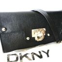 DKNY NEW  HANDBAG Donna Karan Black Leather Convertible Flap Clutch Shoulder Bag Photo 0