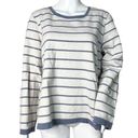 Orvis  Women's Sweatshirt Gray White Striped Brown Leather Elbow Patches Size L Photo 0