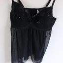 Black Sparkly Sequin Embroidered Teddy / Bra with Mesh Panel Photo 0