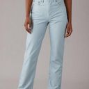 American Eagle NWOT AE Stretch Vegan Leather Super High-Waisted Straight Pant Light Blue Photo 0