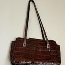 Brighton  double handle Shoulder purse Tote Brown Leather Croc snap topBrighton Photo 6