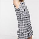 Monki  Dress Womens Small Grey White Plaid Wrap Buckle Tie Pinafore Mini ASOS Photo 3