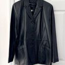 Kenneth Cole Reaction  Black Leather Vintage Y2K Button Up Blazer Jacket Large Photo 15