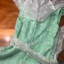 Daisy Vintage  Maxi Dress Flutter sleeve overlay Green pearl white fairy tale Photo 3