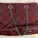 Big Buddha  BURGUNDY PATENT LEATHER TOTE / SHOULDER BAG WITH GUNMETAL CHAIN Photo 1