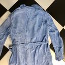 Juicy Couture Y2K  Trench Coat Baby Blue Sky Blue Long Zip Up Denim-ish Pattern L Photo 13