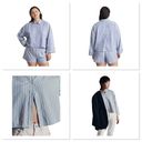 Everlane NWT  The Woven P.J. Top Blue & White Stripe 100% Cotton Boxy Size Medium Photo 1