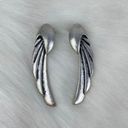 Boutique 💕 Silver Tone Angel Wing Earrings Brushed Pewter Black Bird Wings Photo 1