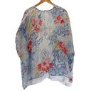 Chico's Chico’s Ikat Floral Ruana Wrap Sz S/M Linen Open Front Fringe Hem Photo 5