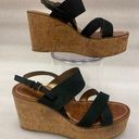 Sam Edelman  Destiny Black Platform Cork Wedge Sandals size 8.5 Photo 0