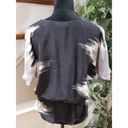 Cache  Womens White & Black 100% Silk Short Sleeve V-Neck Top Blouse Size X-Small Photo 4