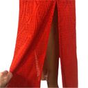 Cache  Strapless Red Orange Textured Slit Sides Belted Maxi Dress Womens Small Photo 4