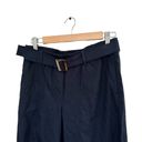 J.Jill  Navy Wide Leg Cropped Linen Blend Belted Pants Size Small Photo 3