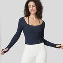 Halara  Ribbed Halter Strap Thumb Hole Yoga Sports Top Nazy Blazer Small Long Photo 0