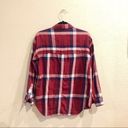 Old Navy Maroon Boyfriend Plaid Button Up Photo 2