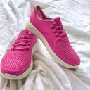 Crocs  LiteRide Pink Pacer Perforated Lace Up Shoes Womens Photo 0