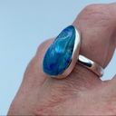Aura Marine Blue  Druzy Sterling Silver Ring Jewelry Size 9 Photo 5