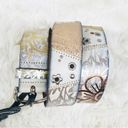 Fossil Vintage  Metallic Leather Patchwork Belt Studded Silver Gold Medium New Photo 4