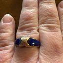 Vintage Blue  Enamel Ring with Silver deco accent size 8 Photo 2