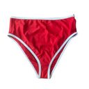 Free People Its Now Cool Waisted Duo Bikini Briefs Stretch Nylon Red White Contrast Size 8 Photo 7