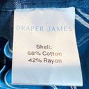 Draper James  Shirt Size 4 Blue Plaid Long Sleeve Button Up Cotton Rayon Photo 5