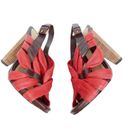 L.A.M.B. Tamika Red and Brown Strappy Leather Heels Photo 1