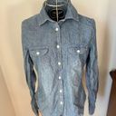 American Eagle  distressed denim long sleeve button down size S Photo 0