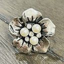 Pearl and Rhinestone Adjustable Flower Ring Photo 1