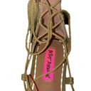 Betsey Johnson  𝅺Abree Gold Lace-up Pom-Pom Sandals Photo 8