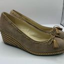 Ralph Lauren  Tan Cambree Tassel Bow Braided Woven Gold Heel Wedge  Womens Sz 8 Photo 5