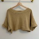 Free People  Beach Tan Knit Half Sleeves Crop Top Size Medium Photo 4