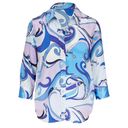 L'Agence L’Agence Dani Silk Blue Swirl Button Front Blouse Photo 1