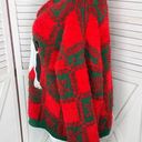 Holiday Time  Fancy Dog Checkerboard Fuzzy Ugly Christmas Sweater Red 3X Oversize Photo 2