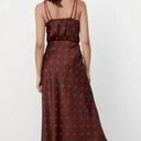 ZARA  Dress Womens X Small Brown Red Polka Dot Surplice Midi Photo 3